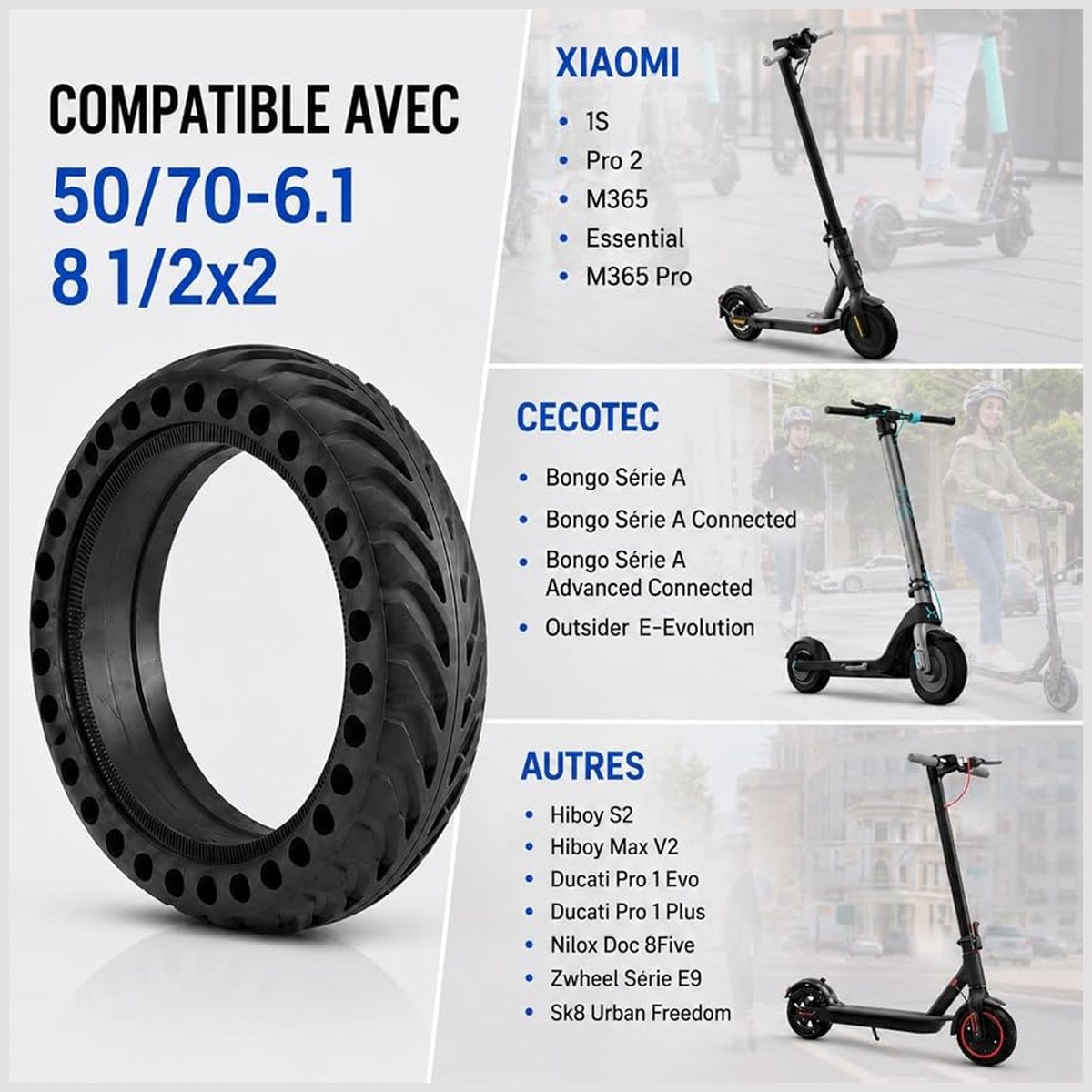 Pneu plein 8,5" ANSENI – antidérapant vue 4