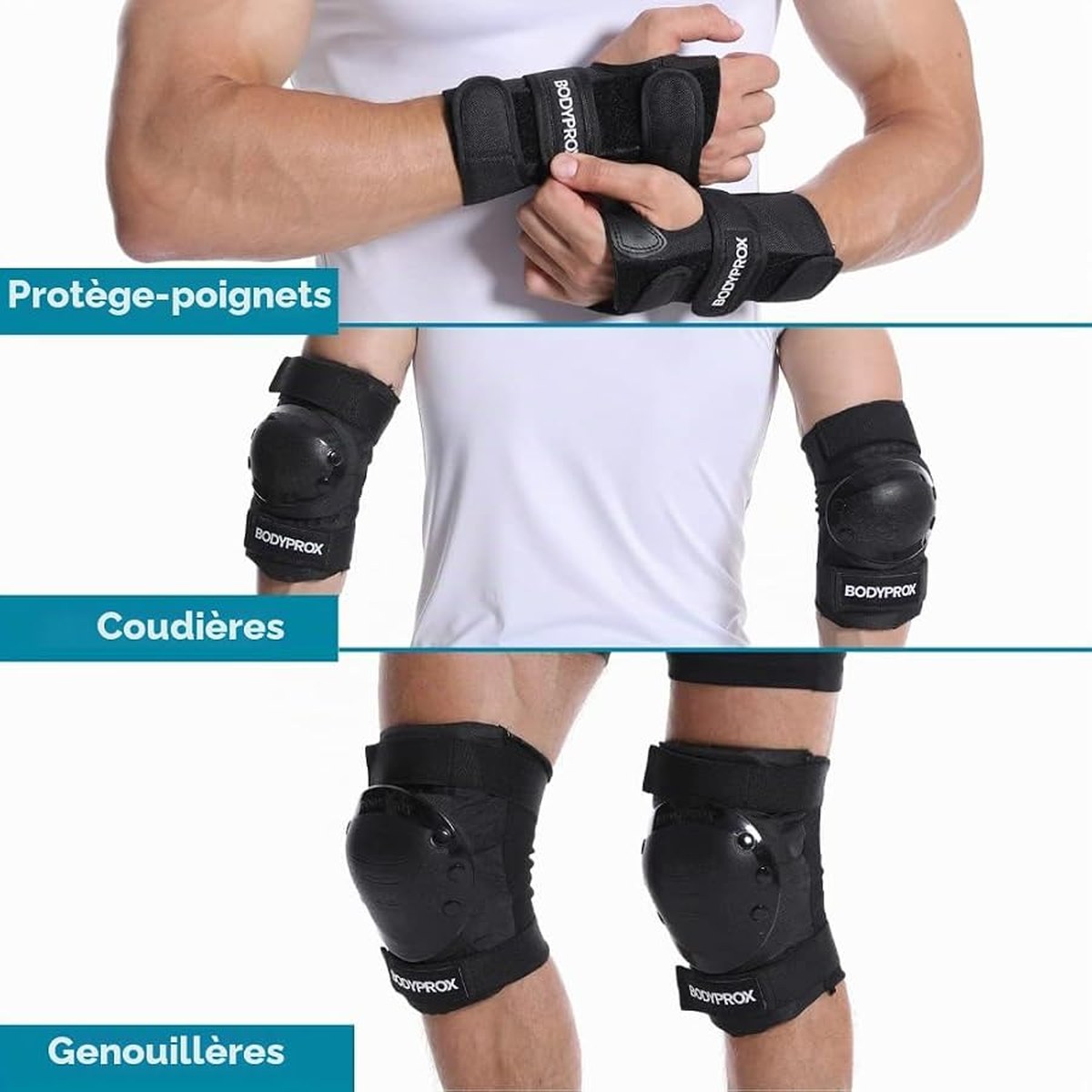Set de protections genoux, coudes, poignets vue 2