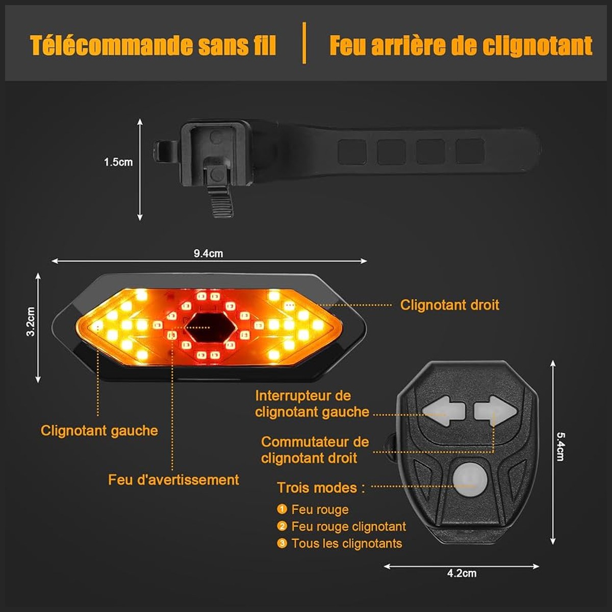 Feu arrière à clignotants avec télécommande vue 6