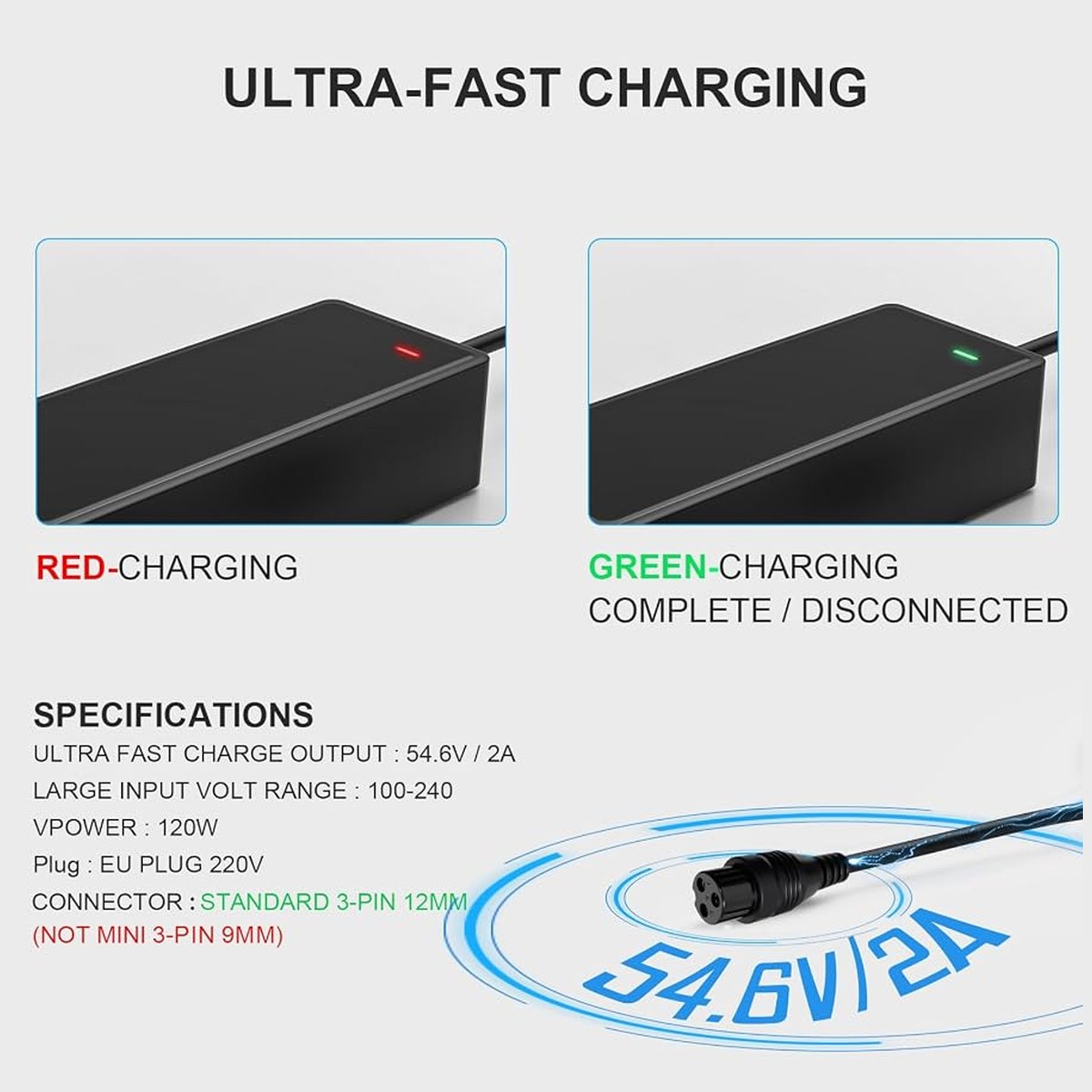 Chargeur Mezelon 54,6 V 2 A – batteries 48 V vue 5