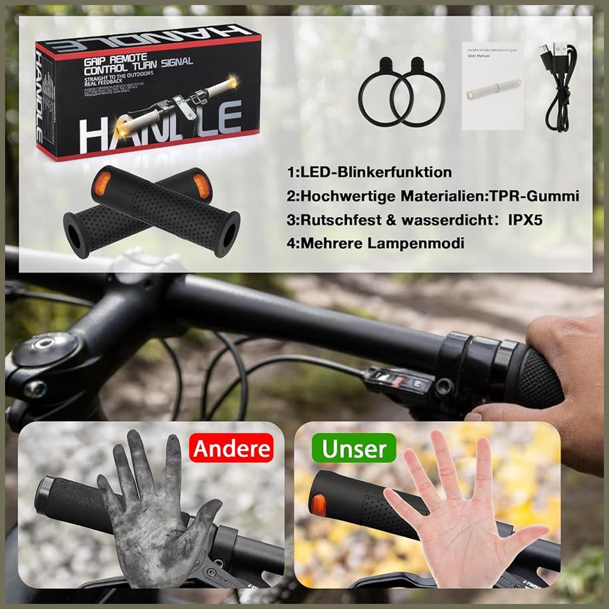 Poignée clignotante pour trottinette vue 4