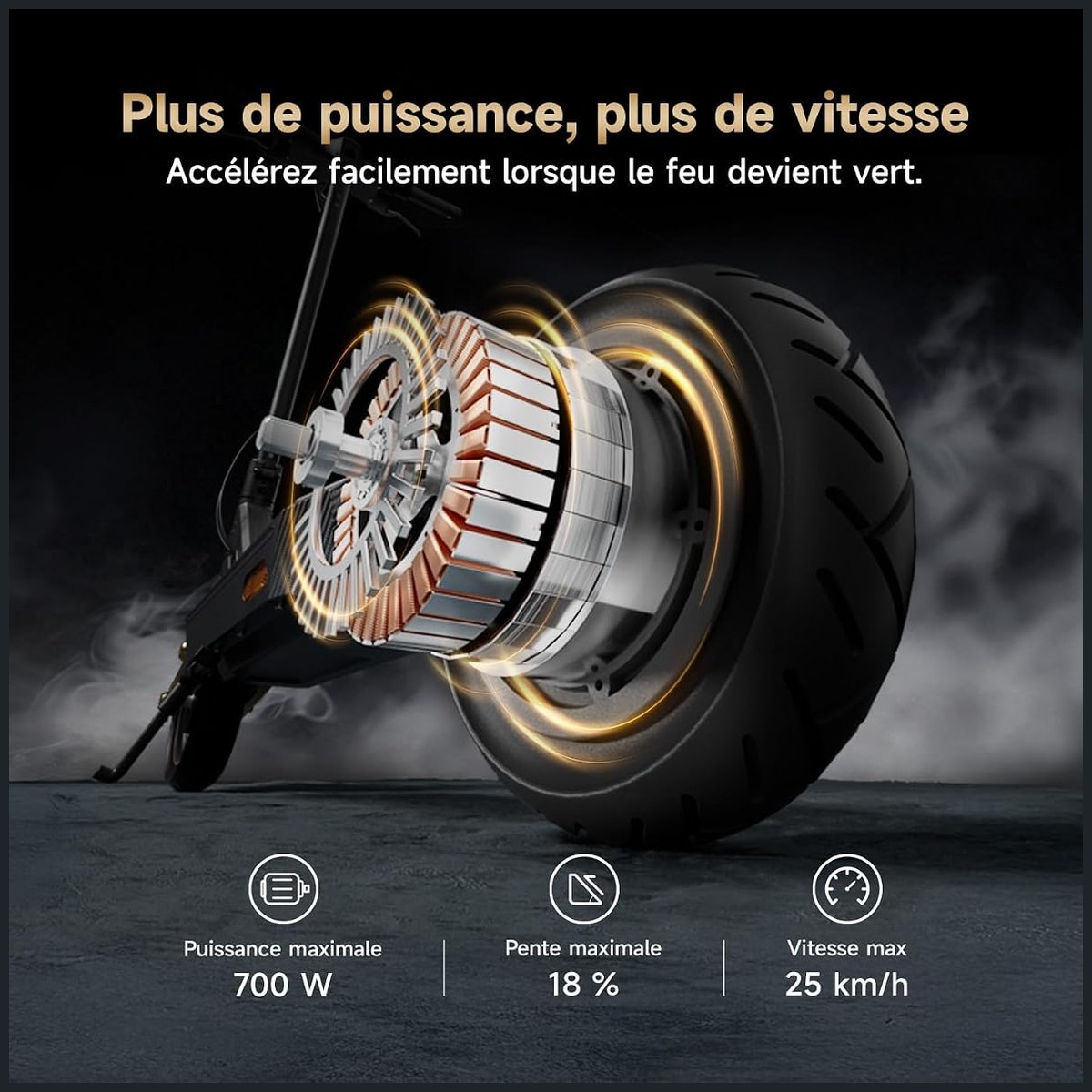 NAVEE GT3 – 50 km, suspension amortie vue 4