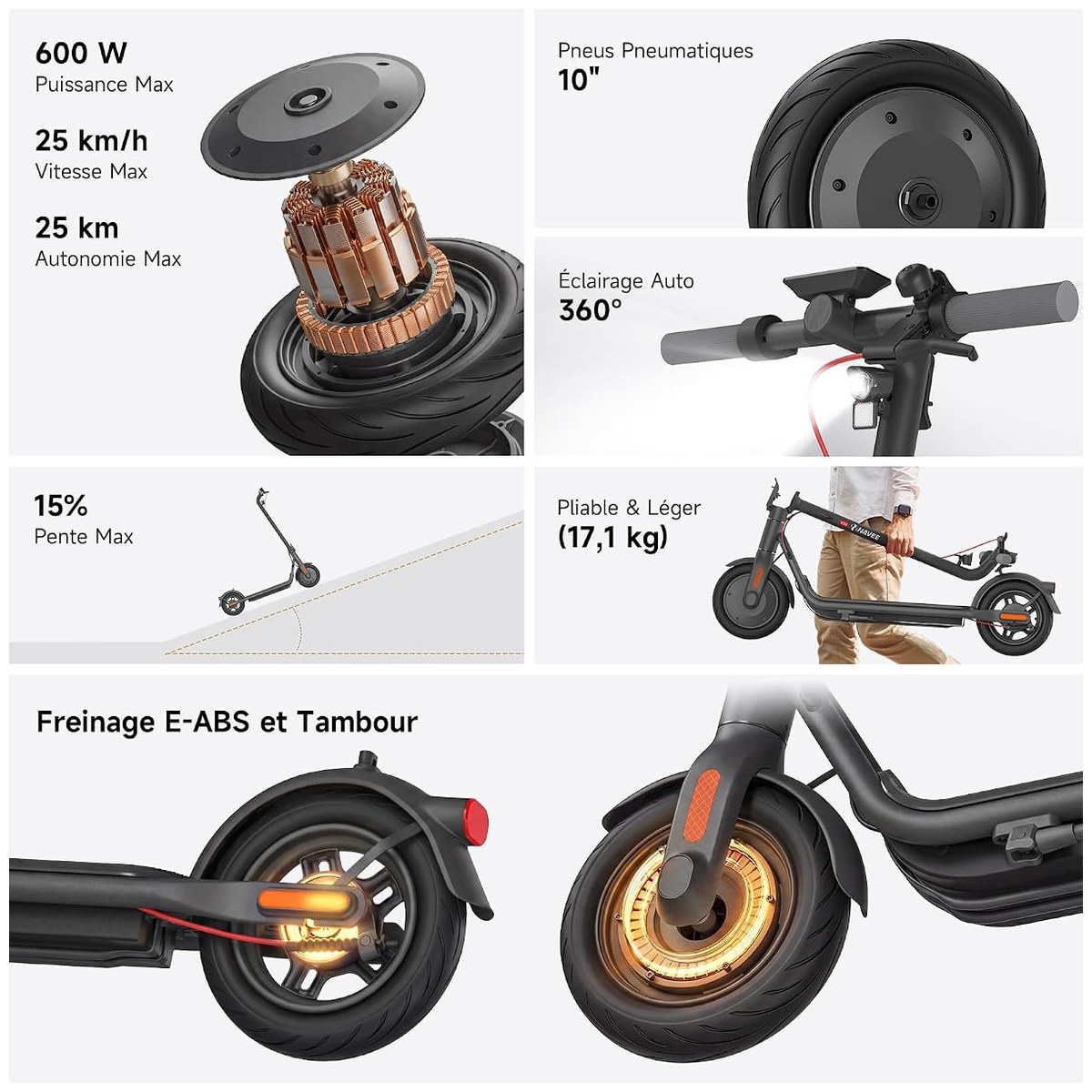 NAVEE V25 – 25 km, moteur 600 W vue 5