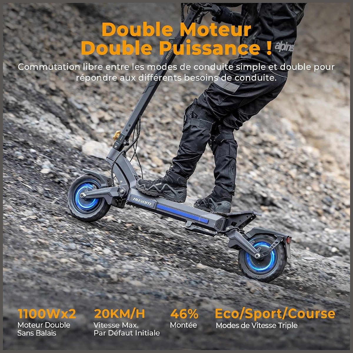 Ausom DT2 Pro – double moteur, 115 km vue 5