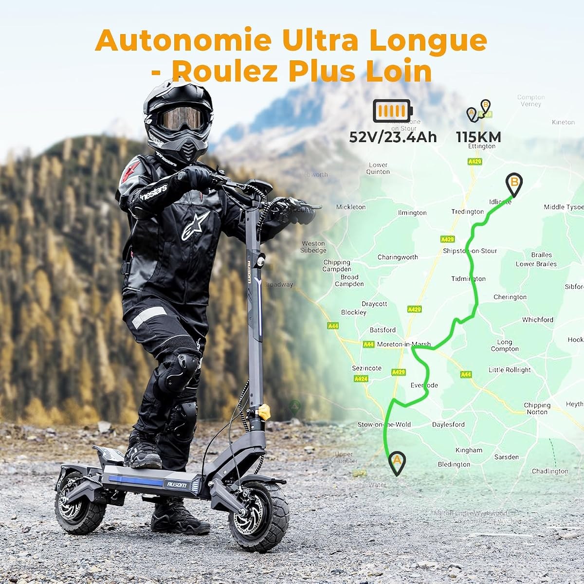 Ausom DT2 Pro – double moteur, 115 km vue 2